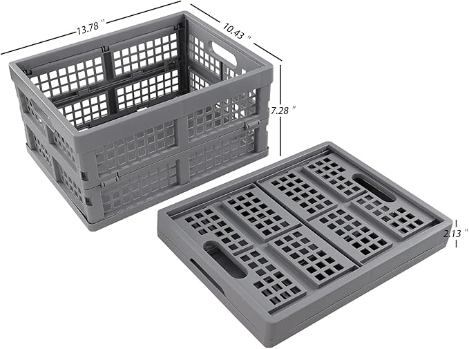 15 Liter Collapsible Storage Crate, Foldable Plastic Crates Set of 4