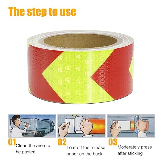Reflective Tape, Waterproof Self Adhesive Dot Reflective Tape Outdoor Safety Caution Reflector for Trailers, Bikes, Cars（Red Yellow, 2 Inch x 65 Feet）