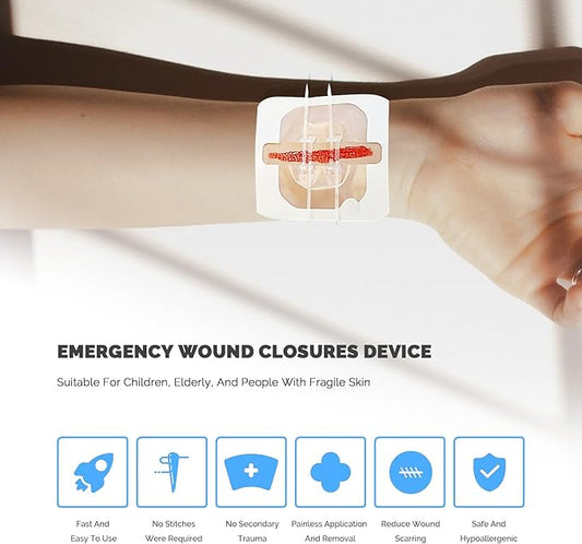 Zip Stitch Sutures Butterfly Bandaids 4 Pcs Zip Stitches for Wounds Care Laceration Closure Kit Zipstitch Bandages Quick Clot Emergency Zipstitch Wound Closure Device