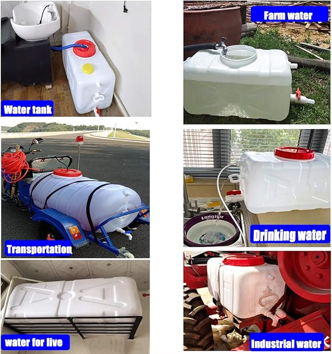 Large Plastic Water Storage Tanks Emergency Water Storage 50L/80L/110L/200L Camping & Hiking Water Storage Water Container Multifunctional Water Tank(Size:200L/53gallon)