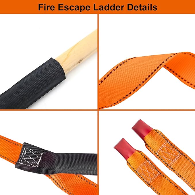 Fire Escape Ladder, 16.4 Feet Emergency Fire Ladder, 2-3 Story Homes Reusable Safety Rope Ladder for Kids and Adults