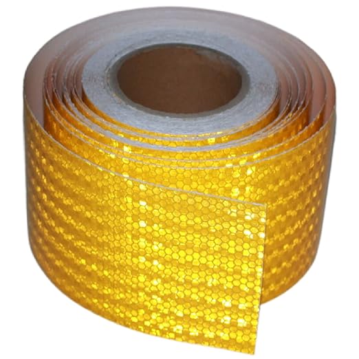 Industrial Reflective Tape Yellow 4 inch Wide, Outdoor Waterproof High Visibility Safety Warning Adhesive Reflector Strips (66 feet)