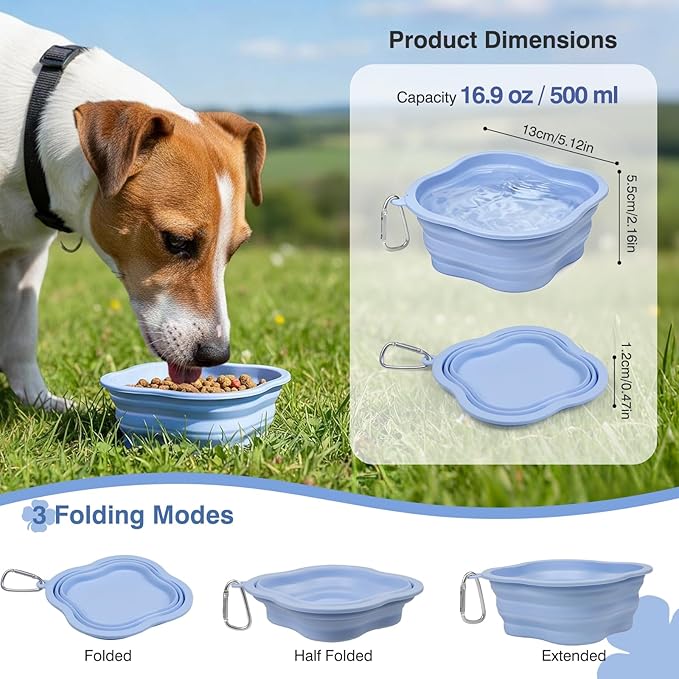 Collapsible Dog Bowls, 2-Pack Dog Water Bowl for Walking Parking Traveling Portable Pet Feeding Bowl, Travel Essentials for Cats and Dogs