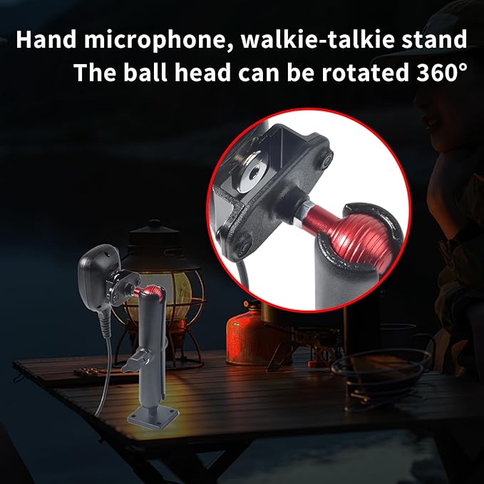 HYS Handheld Radio/Mic Hanger with Belt Clip/Round Knob Holder with 1" (25mm) Ball Head Adapter Compatible with RAM mounts B Size Double Socket Arm & Bike Motorcycle Ham Radio Mount