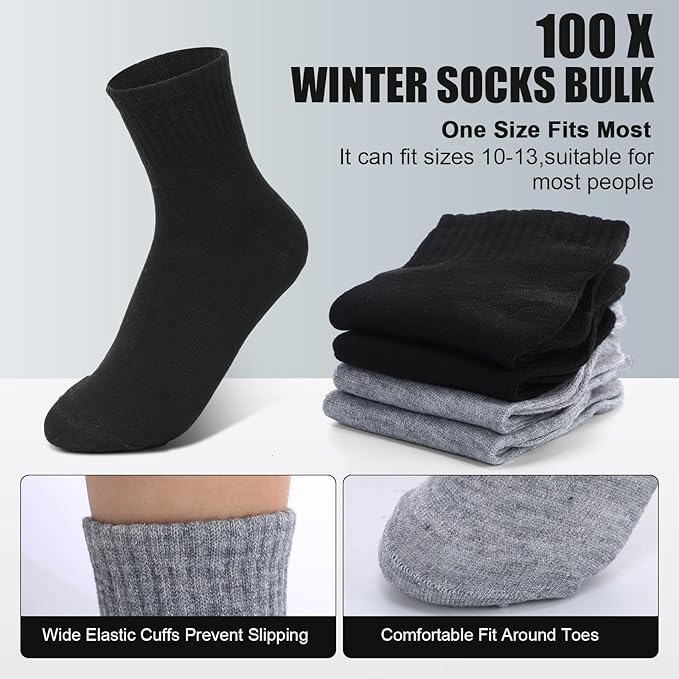 Suhine 200 Pcs Homeless Care Package Supplies Bulk 100 Emergency Survival Thermal Blankets 100 Socks Unisex Winter for Men Women Outdoors First Aid