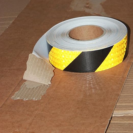 Reflective Tape Yellow Black 2 Inch x 168 Feet, Outdoor Waterproof Warning Reflector, Night Safety Stickers for Car Bicycles