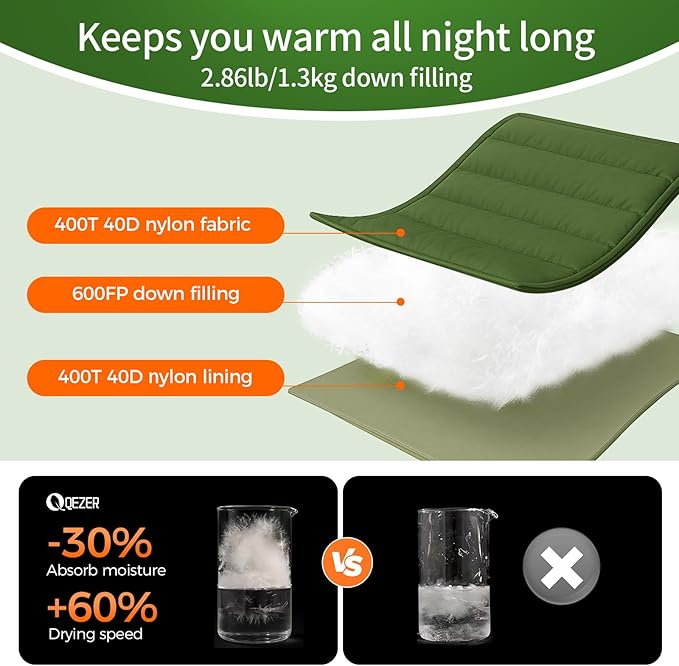 XL Sleeping Bag-600 Fill Power Down Sleeping Bag for Adults, Ultralight Ideal for Backpacking, Camping, Hiking