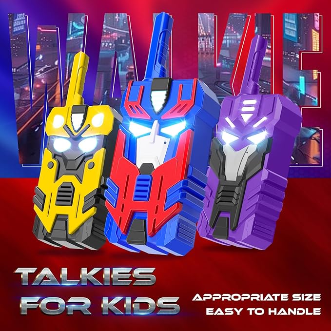 Transform Walkie Talkies for Kids Toys Stocking Stuffers for Kid Boys Girls, 3 Pack with Cool Light-Up Eyes & 2500 FT Range, Outdoor Camping Toys, Birthday Gifts for Boys Girls Ages 3-12