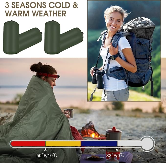 Macarrie 10 Pcs Bulk Sleeping Bags for Homeless Donation Shelter Adults 0 Degree Waterproof Sleeping Bags with Compression Sack for Cold Weather Emergency Hiking Camping Warm