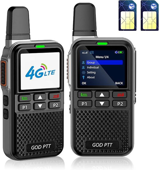 Global Rapid Walkie Talkies【Lifetime Free】, Unlimited Range 4G LTE PoC (Push-to-Talk Over Cellular) Radios, Nationwide PTT Two Way Radios, Long Distance for Family, Logistics, Company with SIM Card