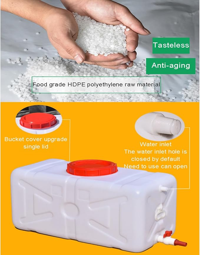 Water Storage Containers Water Carrier Plastic Water Tank with Tap Emergency Water Container 50L/80L/110L/200L Water Bucket Jug for Hiking Camping Driking Outdoors Indoors(Size:50L)