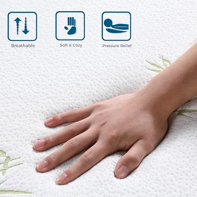 Inofia Trifold Mattress, Folding Memory Foam Mattress with Removable Cover, for Camping, Guest, and Floor Foldable Beds, Cot Size (75"x31"x6")
