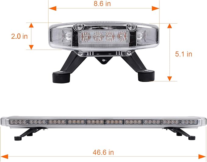 ASPL 47" 88 LED High Intensity Low Profile Roof Top Strobe Light Bar Emergency Warning Strobe Lights for Tow Truck Construction Vehicles (Amber)