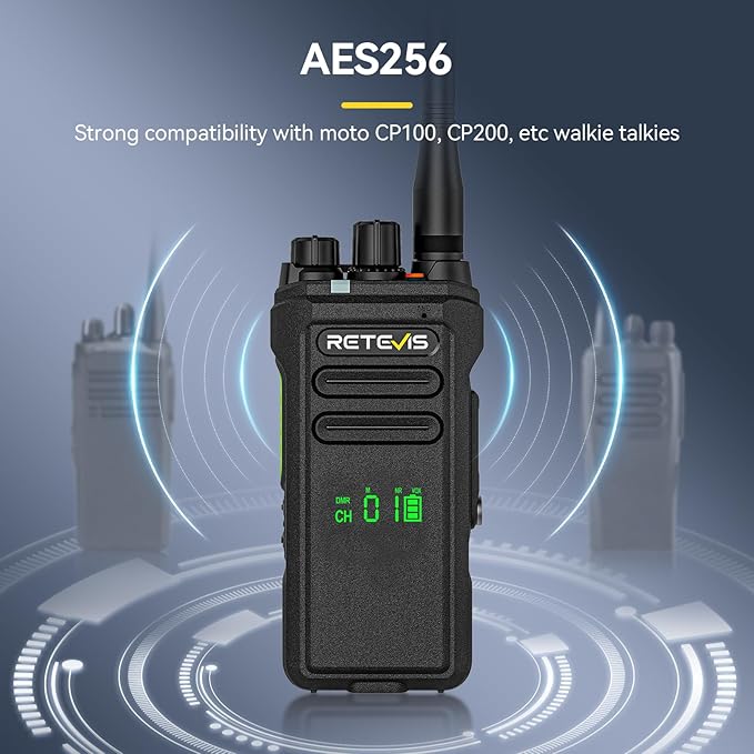 Retevis NR30D DMR 2 Way Radio Handheld,Professional Two Way Radios Long Range,Noise Canceling,IP67 Waterproof,Compatible with Motorola CP100D Digital Walkie Talkies,for Manufacturing Logistics(4 Pack)