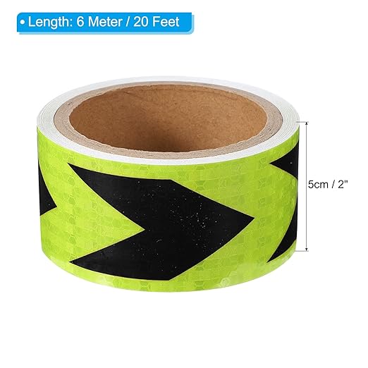 PATIKIL Reflective Tape, 2 Inch x 20 ft Waterproof Self Adhesive High Visibility Safety Warning Arrow Tape Outdoor Reflectors for Trucks Trailers Cars, Green Black