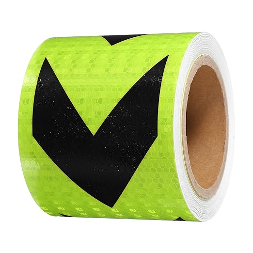 PATIKIL Reflective Tape, 4 Inch x 49 ft Waterproof Self Adhesive High Visibility Safety Warning Arrow Tape Outdoor Reflectors for Trucks Trailers Cars, Green Black