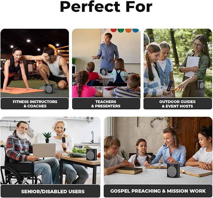 WinBridge Portable PA System with Bluetooth Microphone, 30W Wireless Voice Amplifier Speaker & Portable Microphone for Teachers, Tour Guide, Presentation, Coaching, Church, Classroom S91