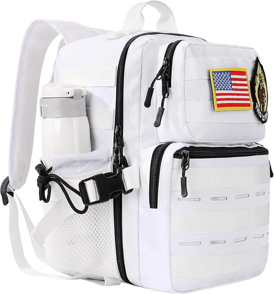 9L Mini Tactical Backpack for Men Women,Small Military Tactical Backpack for Gym,Hiking,Camping,Cycling (White)
