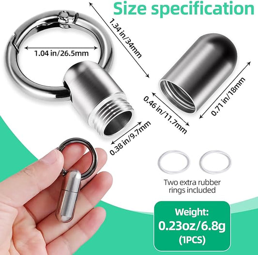 Titanium Keychain Pill Holder Waterproof Lightweight Portable Pocket Mini Pill Case for Emergency Medicine Travel Fits Daily Purse Wallet Small Pill Box Containers (Small)
