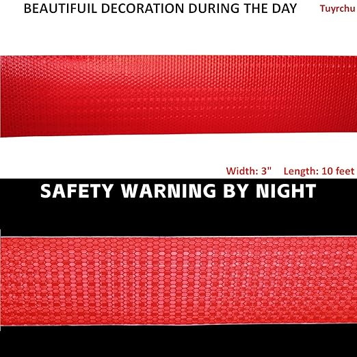 Industrial Reflective Tape Red Outdoor Waterproof 3 inch, High Visibility Hazard Conspicuity Safety Marking Tape (10 feet)