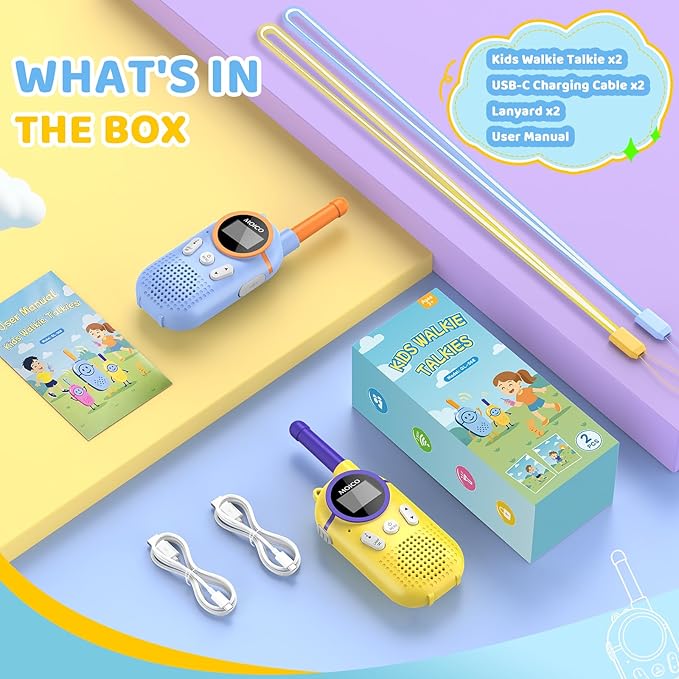 MOICO Toys for 3-12 Year Old Boys Girls,Rechargeable Long Range Walkie Talkies for Kids with 22 Channels,3 4 5 6 7 8 Year Old Kids Gift, Perfect for Outdoor Camping,Hiking,Christmas and Birthday
