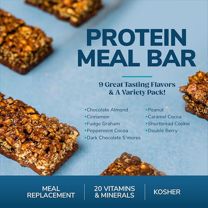 WonderSlim Meal Replacement Protein Bar, Caramel Cocoa, 15g Protein, 20 Vitamins & Minerals, Gluten Free (7ct)