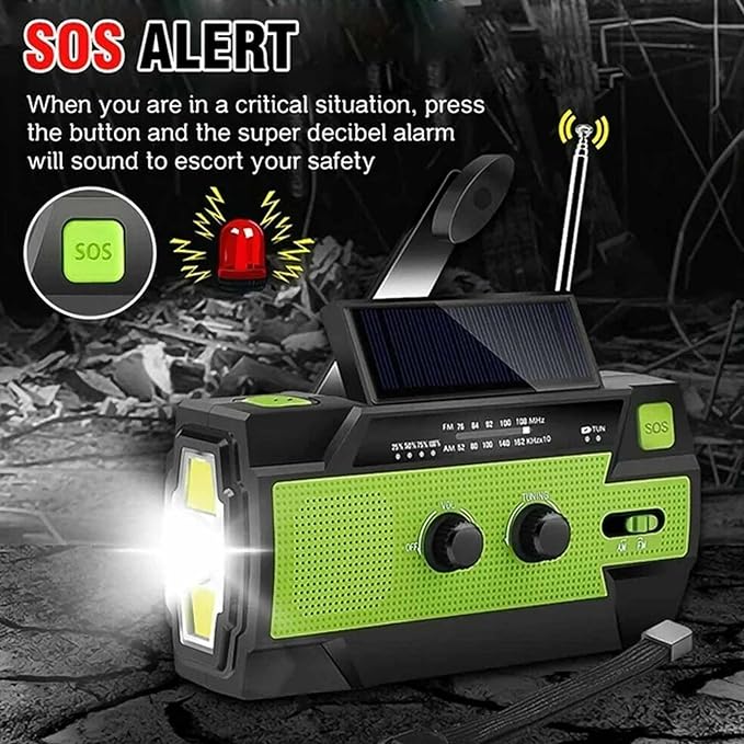 Solar-Powered Emergency Survival Radio, Hand Crank Radio, Emergency Weather Radio Hand Crank Solar Charge Am/Fm/NOAA, for Indoor, Outdoor & Emergency (Orange)