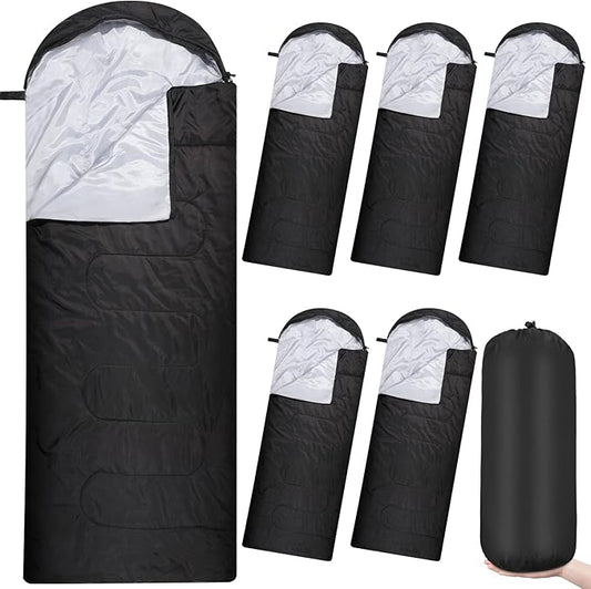 Macarrie 6 Pack Bulk Sleeping Bags for Homeless Donation, 0 Degree Waterproof Sleeping Bags with Compression Sack for Adults Winter Cold Weather Care Camping Hiking Emergency