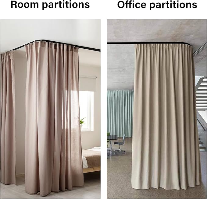 90° Curved Connectors for Track Curtains Ceiling Mount/Wall Mount, Ceiling Track for Curtains, Room Divider Curtains Tracks（Black 2PCS）.
