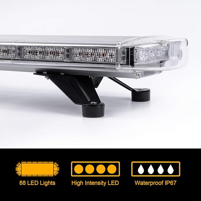 ASPL 47" 88 LED High Intensity Low Profile Roof Top Strobe Light Bar Emergency Warning Strobe Lights for Tow Truck Construction Vehicles (Amber)