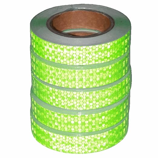 Green Reflective Tape Outdoor Waterproof 1 inch Wide, High Visibility Warning Industrial Marking Tape, Safety Stickers (68 feet,5 Rolls)