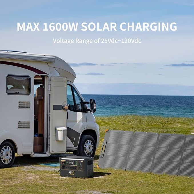 pecron F3000LFP Solar Generator with 300W Solar Panel, 3072Wh Portable Power Station, 3600W LiFePO4 Battery Home Backup, Fast Charging Lithium Battery with 100W USB-C for Home, Camping, RV, Emergency