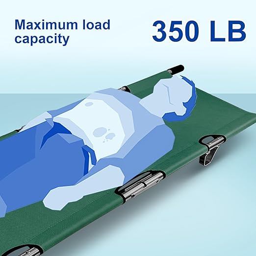 Folding Stretcher for Medical Emergency with Heavy Duty Handles, Straps and Carrying Case, High-Grade Aluminum Alloy Portable Travel Emergency Medical Stretcher for Patient Transport (Green)
