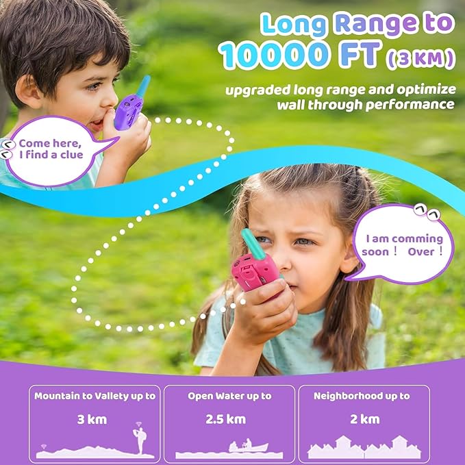 Vvinca Rechargeable Walkie Talkies for Kids 4 Pack, 5-7 Year Old Boy Toys Long Range 22 Channels 2 Way Kids Walkie Talkie with Flashlight for Camping Hiking Indoor Outdoor 3 4 5 6-12 Girl Boy Gift