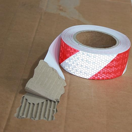 Red and White Reflective Tape 2 inch X 66 feet X 10 Rolls, Outdoor Waterproof Hazard Conspicuity Warning Marking Tape