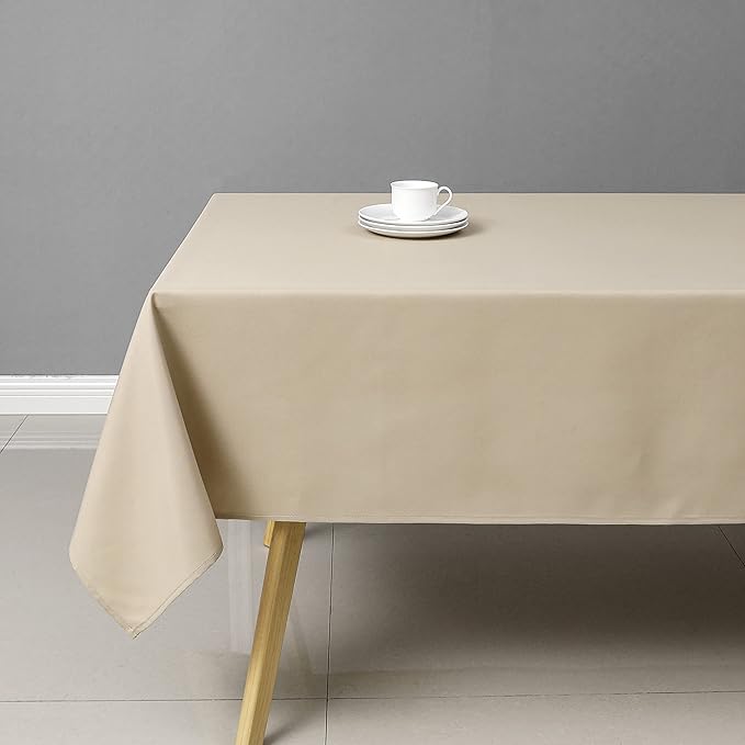 Wewoch Khaki Rectangle Tablecloth Water Resistant Washable Polyester Table Cloth for Dining,Kitchen, Parties Weddings and Outdoor Use 60 Inch by 104 Inch