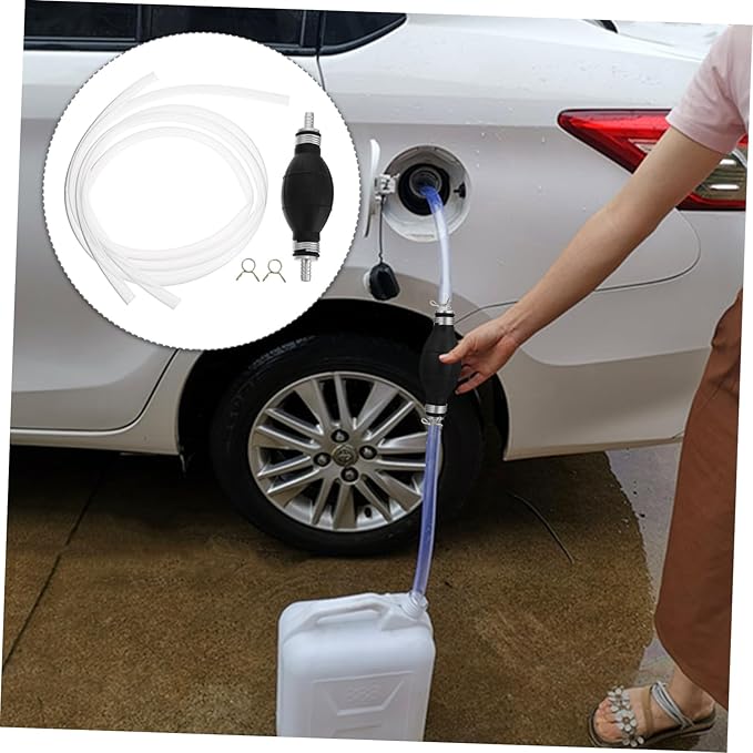 Manual Fuel Transfer Pump with Petrol Resistant Hose Multi Use Siphon Hand Pump for Gasoline Oil Water Lightweight High Toughness Leak Resistant Fluid Extractor for Emergency Gas