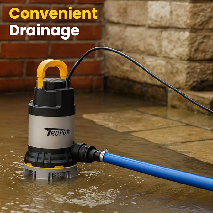 1 HP Sump Pump 4000 GPH Clean/Dirty Stainless Steel Submersible Water Pump Portable Electric Utility Pump for Swimming Pool Garden Basement Tub Pond Draining