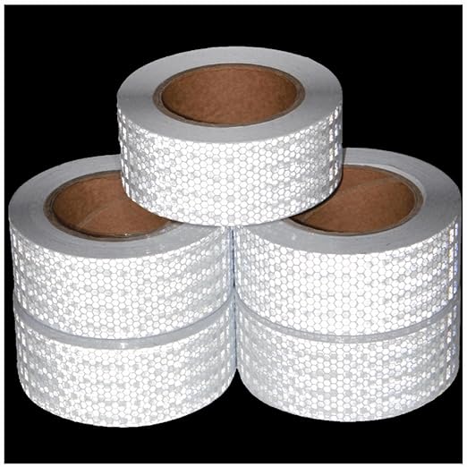 White Reflective Tape Outdoor Waterproof 2 inch Wide, High Visibility Warning Industrial Marking Tape,Safety Stickers (68 feet,5 Rolls)