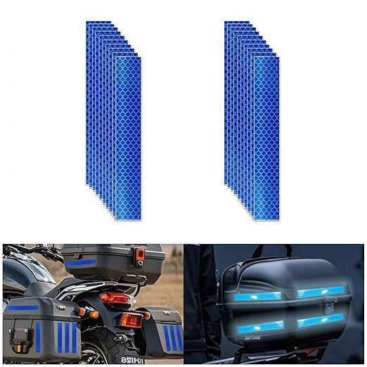Non Fading Blue Reflective Stickers 1 inch X 6 inch, Outdoor Waterproof High Visibility Warning Safety Adhesive Reflector Tape (20 Pcs)