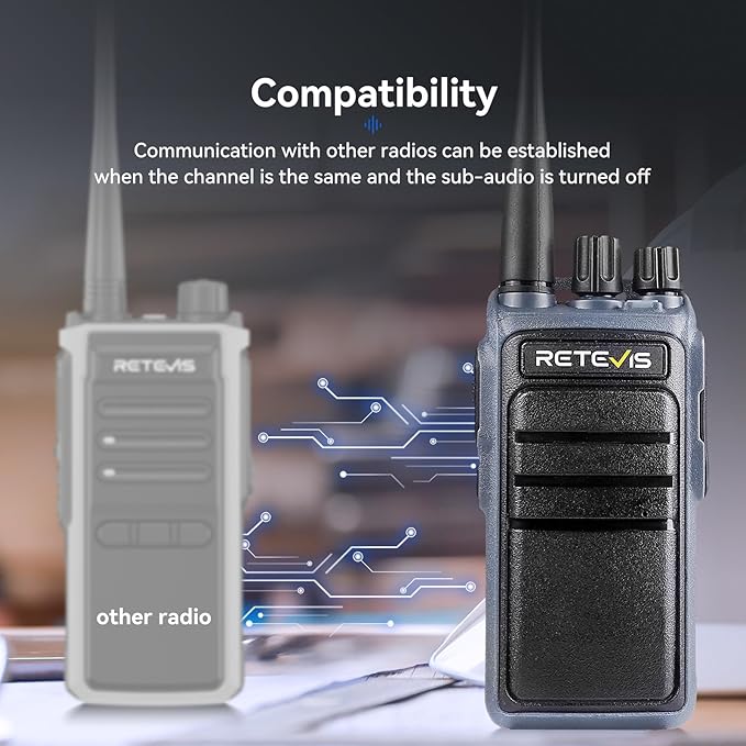 Retevis MateTalk C4 Handsfree Walkie Talkies with Mic,Smart Voice Control, Voice Activated, 2500mAh,USB-C,GMRS Repeater Capable,Professional Two Way Radio for Security Construciton Farm(4 Pack)