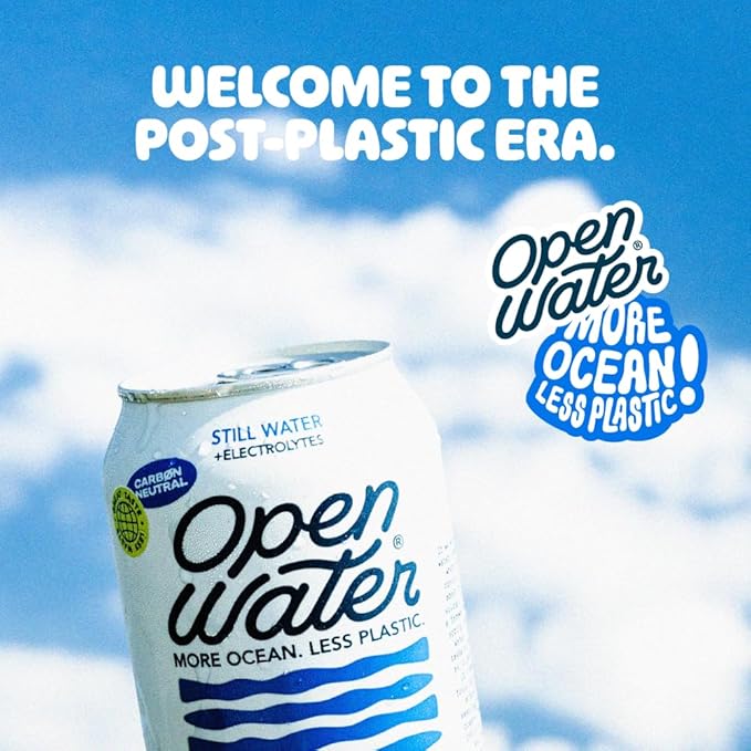 Open Water Still 12oz cans (1 case, 12 cans) - Sustainable Aluminum Canned Still Water With Electrolytes - 7.0 pH Balanced BPA-Free Ultra-Purified Water