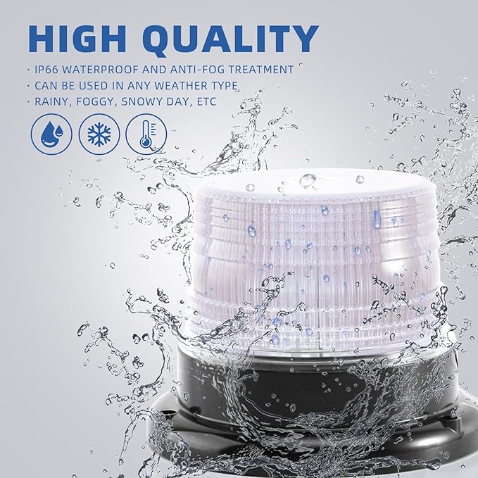 1-Pcs White LED Beacon Lights 12-24V Warning Safety Flashing Emergency Roadside Strobe Mini Light Bar with Magnetic Base for Snow Plow Truck Construction Vehicles Forklift Tractor Golf Carts