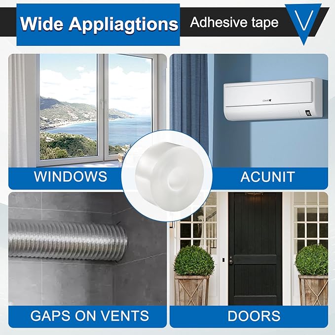 Window Insulation Tape for Winter Heavy Duty Weather Stripping Sealing Film Tape Draft Stopper 3 in x 33 Ft Keep Warm & Save Energy Easy Apply & Remove for Doors and Windows