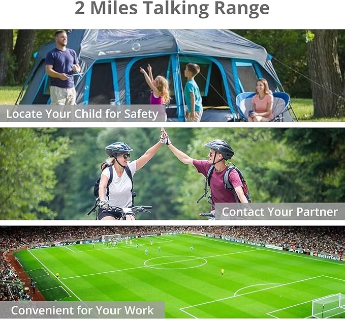Proster Rechargeable Walkie Talkies 2 Pair - Long Range Two Way Radios 16 Channel Handheld Walky Talky with Flashlight Li-ion Battery and Charger