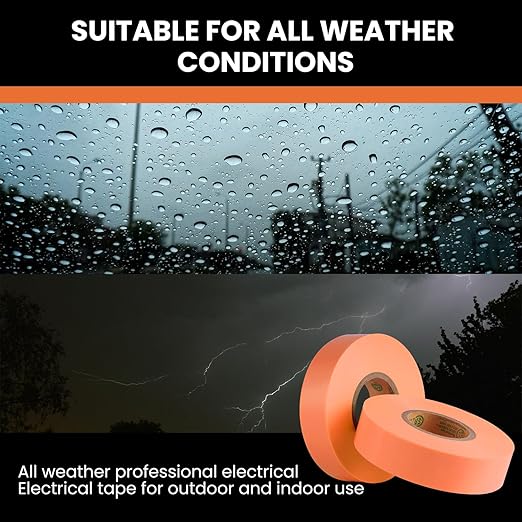 Lichamp 10-Pack Orange Electrical Tape Waterproof, 3/4 in x 66ft, Industrial Grade UL/CSA Listed High Temp Electrical Tape Orange Electric Super Vinyl