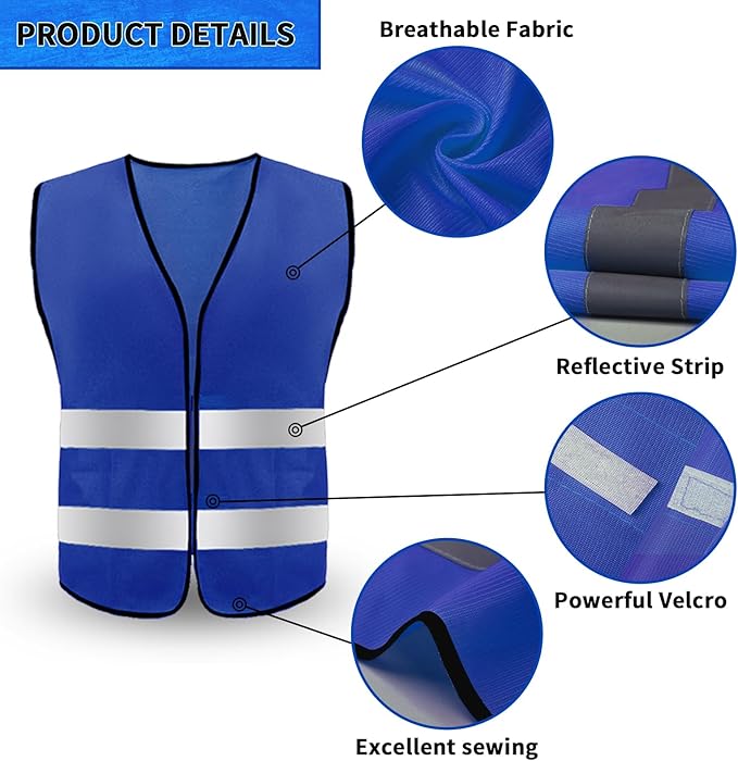 Safety Vests,High Visibility Construction Vest with 2 Reflective Strips,Working Vest for Outdoor at Night One Size