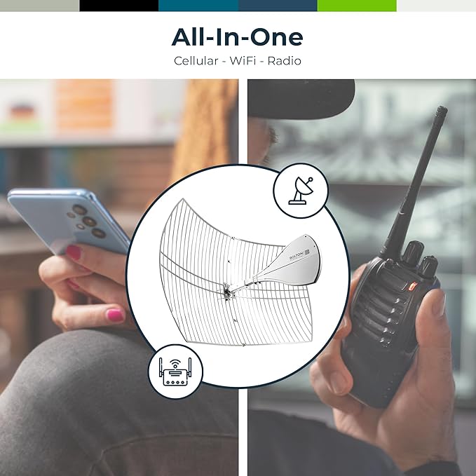 Bolton 2021 Long Ranger Parabolic Antenna - up to 20 Miles Range, Cellular/WiFi Antenna up to +28 dB, All Cell Bands LTE,4G,5G,3G, WiFi 2.6/5 GHz WiFi 6 (Renewed)