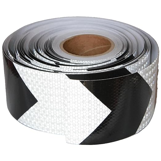 Reflective Tape Black White 4 inch Wide for Truck, Outdoor Waterproof High Visibility Safety Warning Adhesive Strips (166 feet)