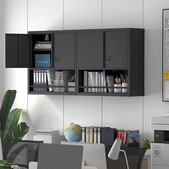 Garage Storage Cabinets,Metal Wall Storage Cabinet with Shelves,Locking Cabinet for Workshop,Warehouse,Home Office,Kitchen